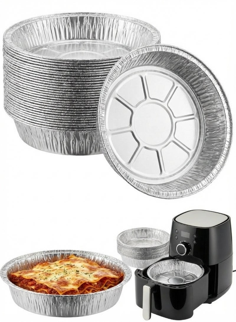 Disposable Aluminum Foil Round Baking Pans 20cm Diameter – 10 Pack Cake Pan Tin for Brownies, Cookie Bars, Cakes, Lasagna, Chicken, Fish, Roasting, Broiling, Heating, Meal Prep, Takeout, School Lunches, Parties, Stackable and Easy to Store, Lightweight, Durable, Eco-Friendly, Recyclable, for Home, Restaurants, and Special Occasions - Image 1